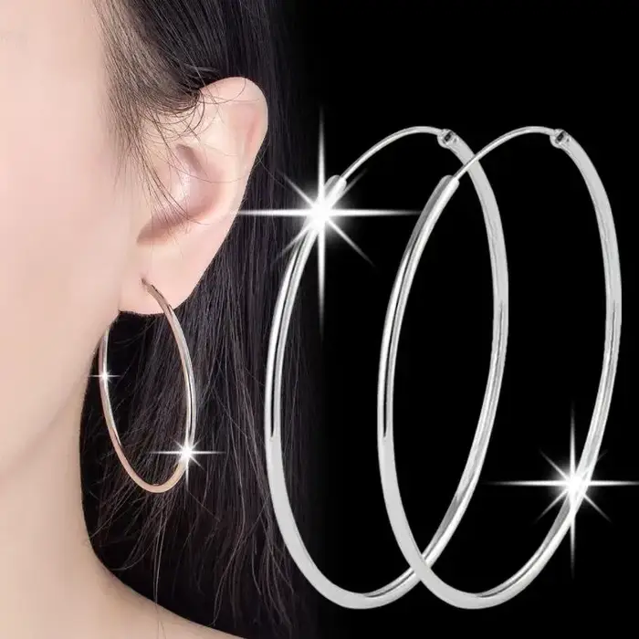 Boucles d'oreilles créoles en argent sterling plaquées or, argent ou rhodium pour femmes occasions spéciales mariage fiançailles anniversaire fête à offrir