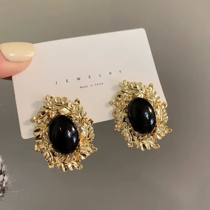 Boucles d'Oreilles promenales de Style Rétro en Argent 925 pour Femme, Bijoux Métalliques Géométriqu
