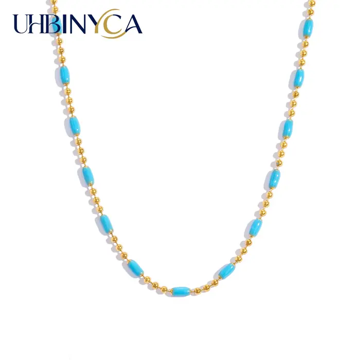 Collier en émail bleu froid pour femmes