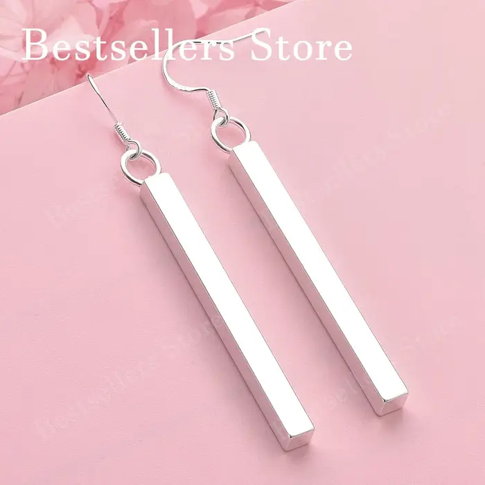Boucles d'oreilles rectangulaires brillantes en argent Sterling 925, bijoux de mode pour femmes, bij