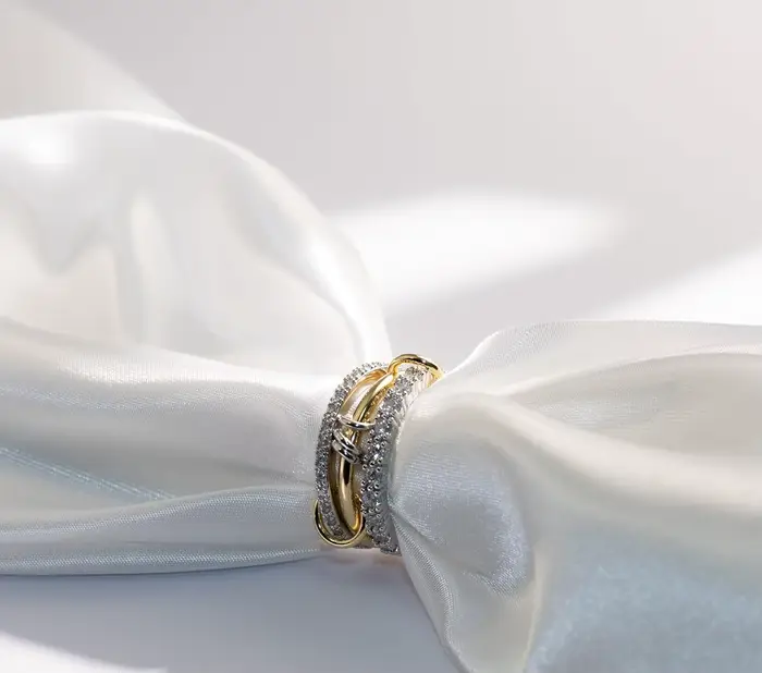 Bagues empilables en or véritable 18 carats pour femmes