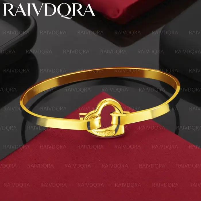 Bracelet en forme de cœur plaqué or 18 carats pour femmes, bijoux à la mode, accessoires classiques 