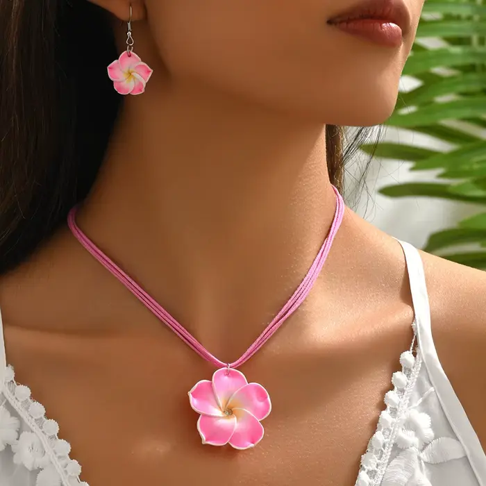 Ensemble de bijoux bohème tressé à grande fleur pour femmes