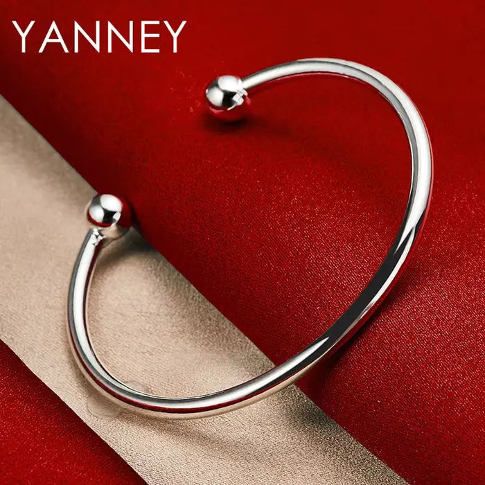 Bracelet en argent Sterling 925 véritable, ouverture Simple de 4MM, pour femmes et hommes, mode Hip 