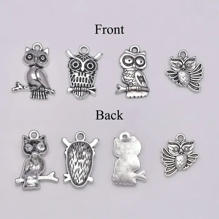 Lot de 10 breloques hibou en métal