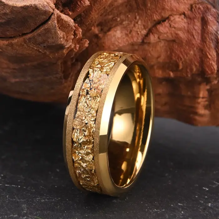 Bague en carbure de tungstène doré