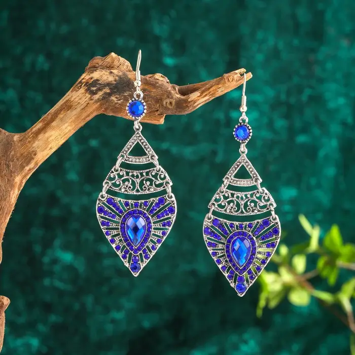 Boucles d'Oreilles Goutte d'Eau Bleu Royal