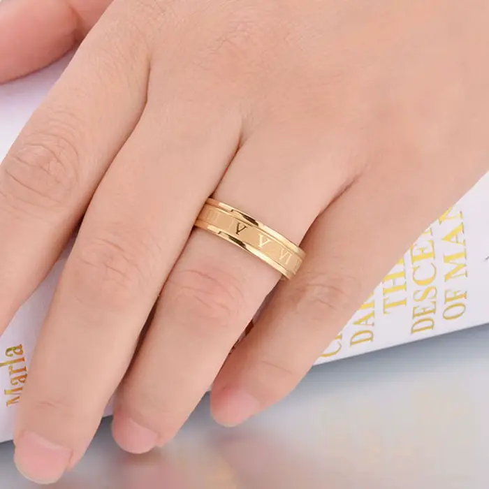 Seakissky classique mode acier inoxydable romain numérique hommes femmes bague Cool Punk haute qualité étanche bijoux pour cadeaux de fête