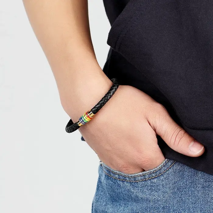 Bracelet en Cuir Tressé Coloré