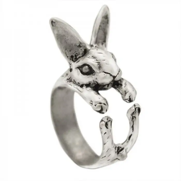 Anneau ouvert en cristal émaillé pour femme, mignon, avec oreilles de lapin, fleur de carotte, bijou