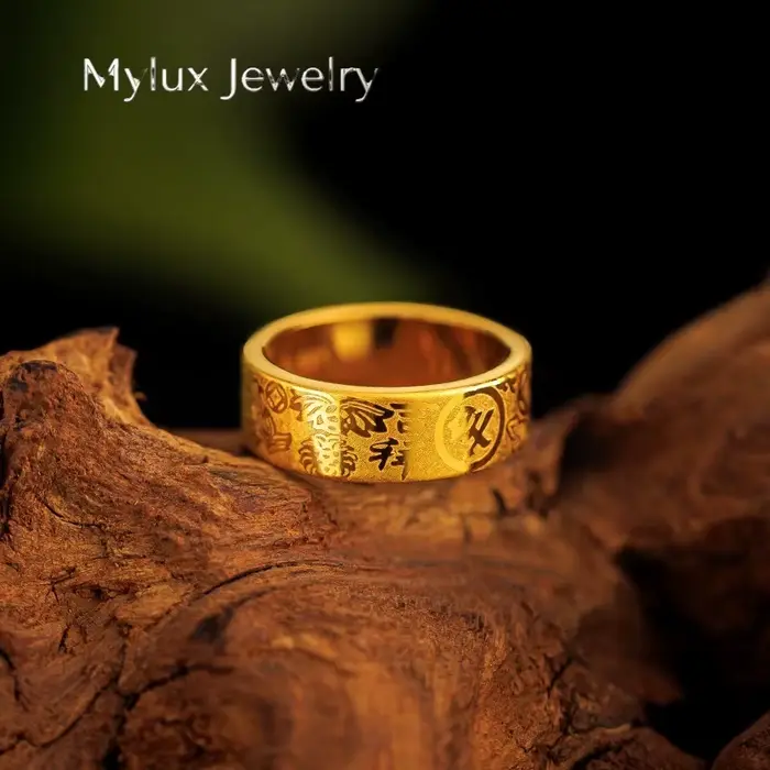 Bague en or pur 9999 style classique pour hommes et femmes coeurs de paix et de joie bijoux de luxe pour occasions spéciales