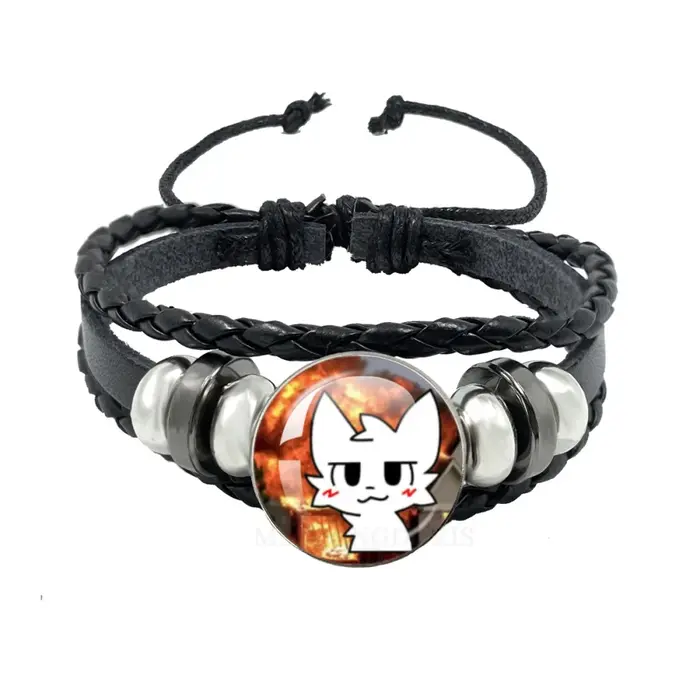 Boykisser chat Bracelets en cuir Kawaii drôle Meme rose