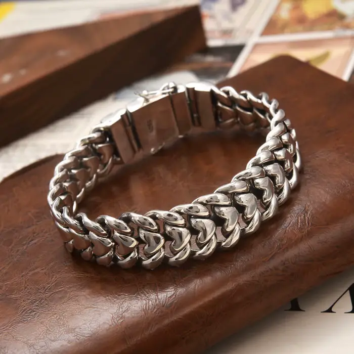 Nouveau bracelet d'amour brillant, simple et tendance, large de 16 mm, version large et imposante, polyvalent, style industriel lourd