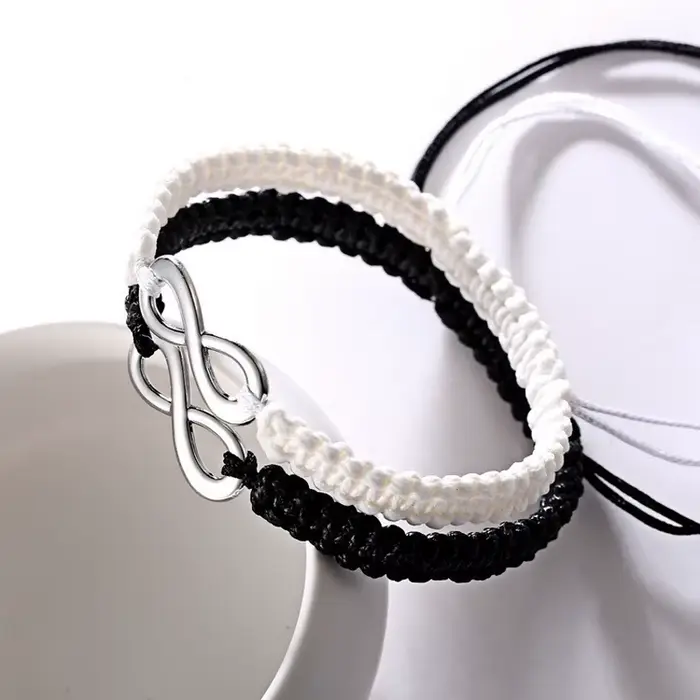 Ensemble de 2 bracelets infinis rétro faits à la main, ensemble de bracelets d'amitié, bracelets et joncs pour hommes et couples, bijoux infinis