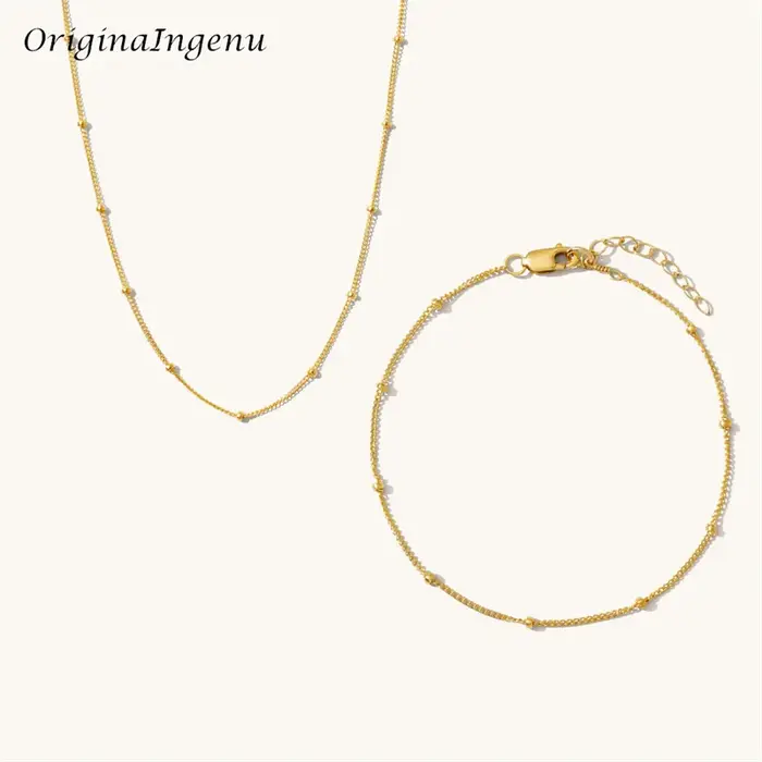 Ensemble de bijoux satellite rempli d'or 14 carats pour femmes, bracelet en dentelle exquis, minimal