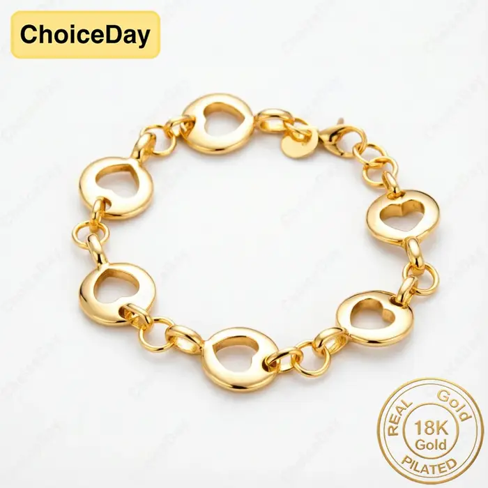 Bracelet en or plaqué 18 carats, exquis, ajouré, en forme de cœur, pour femmes, accessoires de fête 