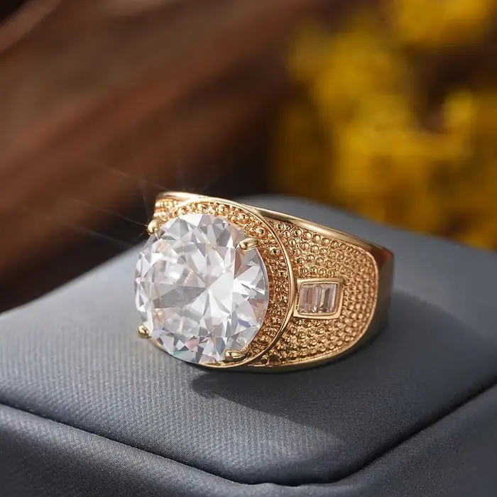 Solitaire 14K plaqué or laboratoire diamant bague hommes/femmes bijoux fête mariage noir émeraude pierre bande anneaux pour cadeaux