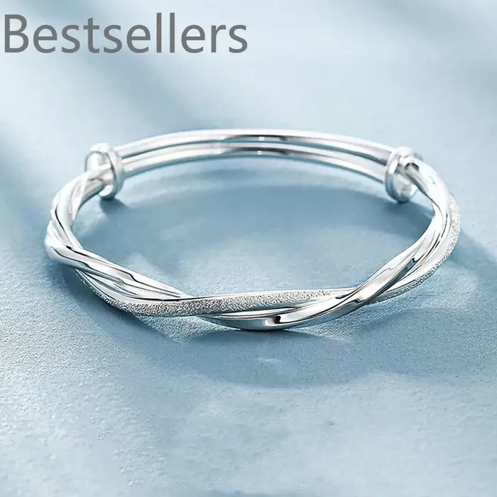 Bracelet en argent sterling 925 tressé géométrique pour femmes occasions spéciales engagement mariage fiançailles