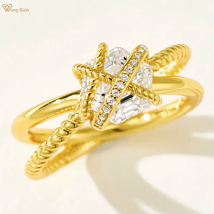 Wong Rain – bague de fiançailles en argent Sterling 925 scintillant, saphir de laboratoire hexagonal, pierres précieuses, pour femmes, bijoux fins, vente en gros