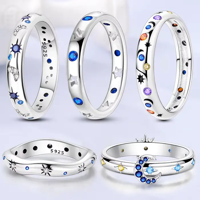Bagues originales en Zirconium pour femmes, bijoux de fiançailles, cadeau d'anniversaire, soleil et lune