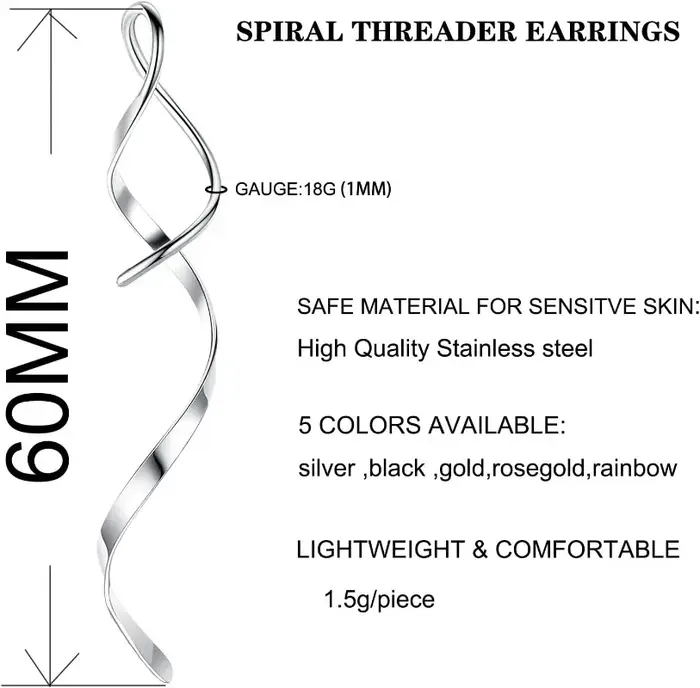 Boucles d'oreilles à enfilage en spirale