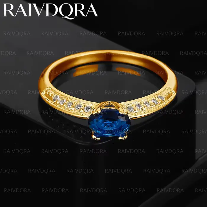 Bague fine en Zircon bleu plaqué or 18 carats pour femmes, bijoux à la mode, accessoires de charme p