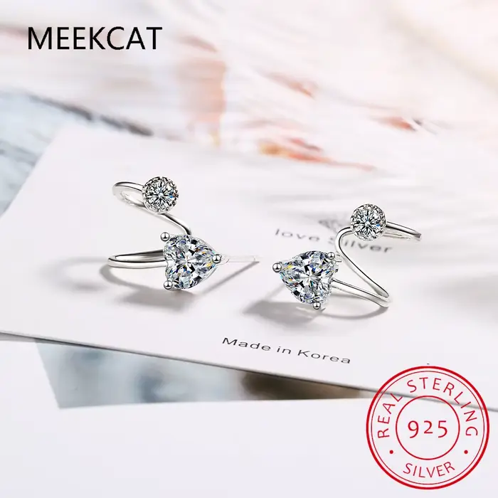 Boucles d'oreilles manchette pour femmes, en argent Sterling 925, 0,6 cttw, coupe poire, Moissanite,