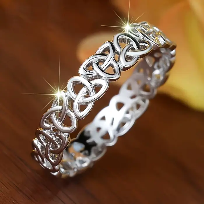 Huitan – bagues à nœud celtique couleur argent pour femmes, minimalistes, modernes, à la mode, bijou