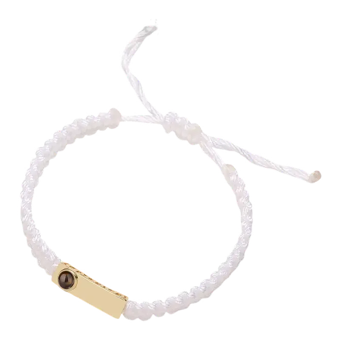 Bracelet de projection photo personnalisé avec texte gravé sur mesure, bijou souvenir réglable à plu