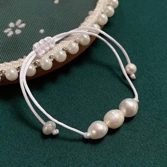 Bracelets d'amitié à grandes perles baroques irrégulières pour femmes et filles, chaîne en corde col