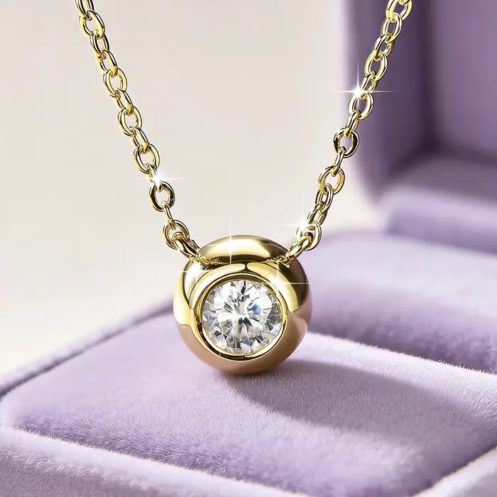 IOGOU – collier avec pendentif solitaire en or 14 carats