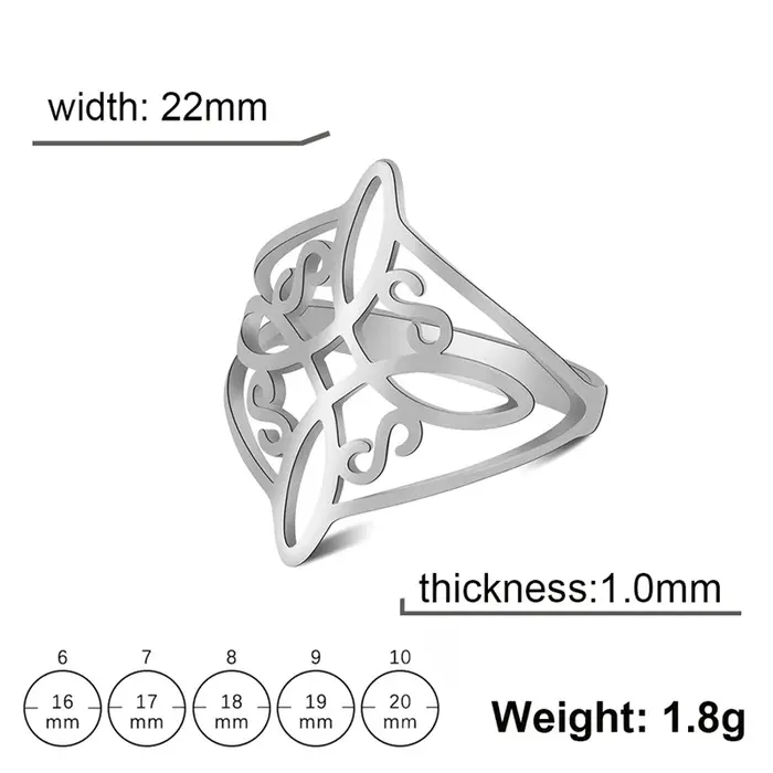 Bague en acier inoxydable avec nœud de sorcière pour femmes, anneaux à nœud celtique en croix Wiccan