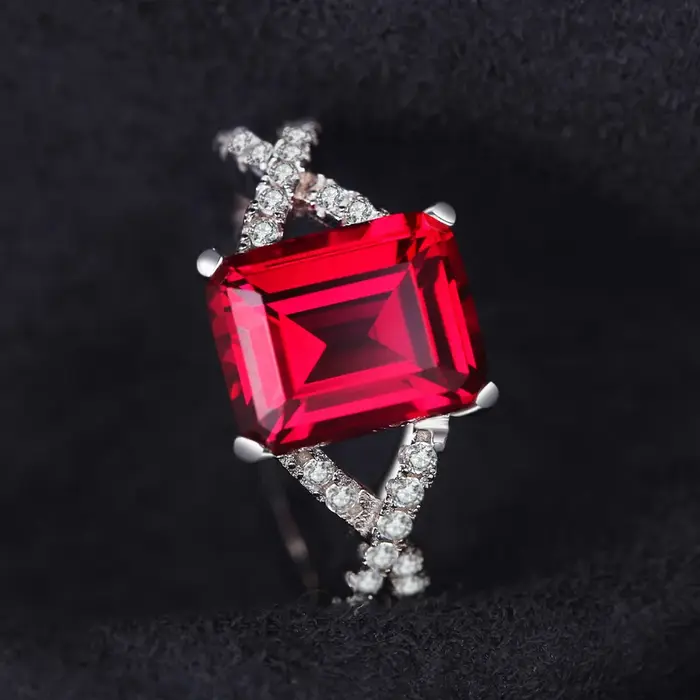4.1ct créé rubis rouge 925 en argent Sterling bague de fiançailles de mariage pour les femmes mode fête bijoux cadeau