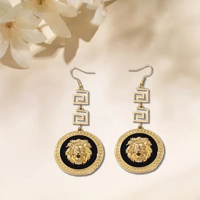 Boucles d'oreilles pendentif tête de Lion