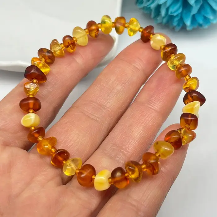 Bracelet en ambre brut naturel pour femmes