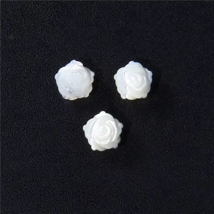 Nacre naturelle Double face, fleur de Rose blanche, perles amples espacées, accessoires de bijoux à 