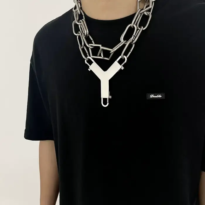Collier Y en or rose, style hip-hop neutre européen et américain, marque tendance sombre, chaîne épaisse personnalisée, pour clavicule