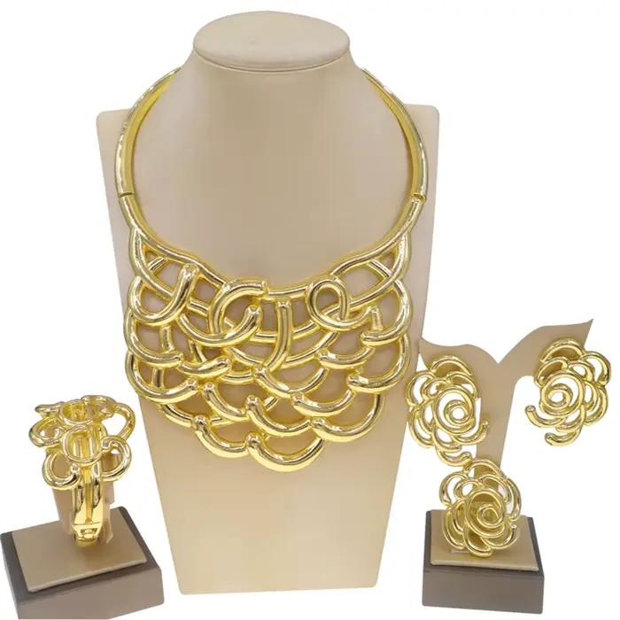 Collier pour femmes, ensemble de bijoux plaqués or de dubaï