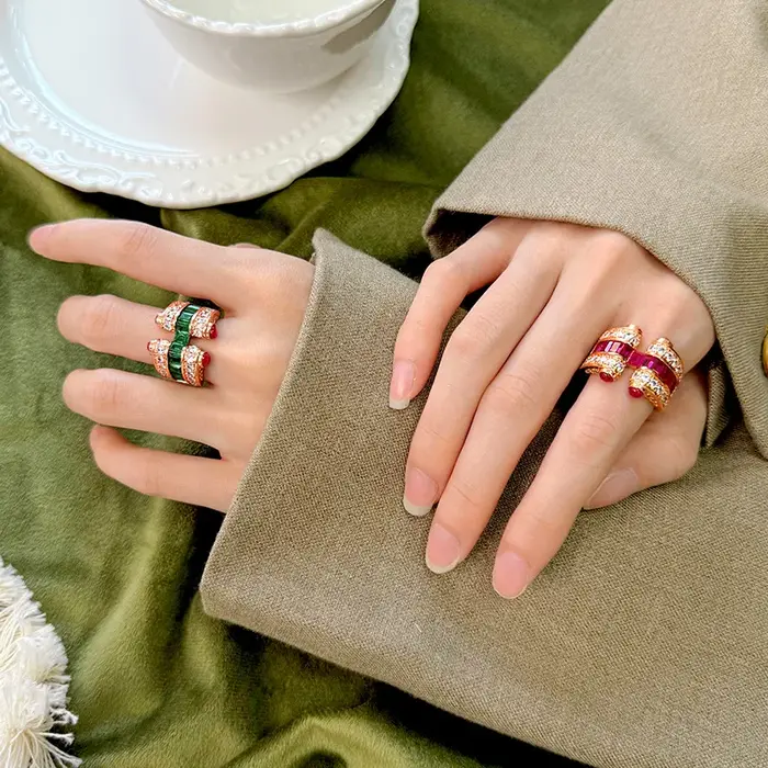Bague ouverte réglable de luxe pour femmes