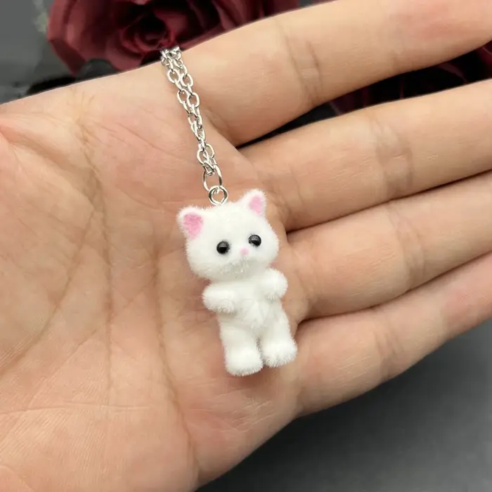 1 pièces 3D dessin animé flocage chat colliers Kawaii collier bague animaux colliers Souvenir cadeau