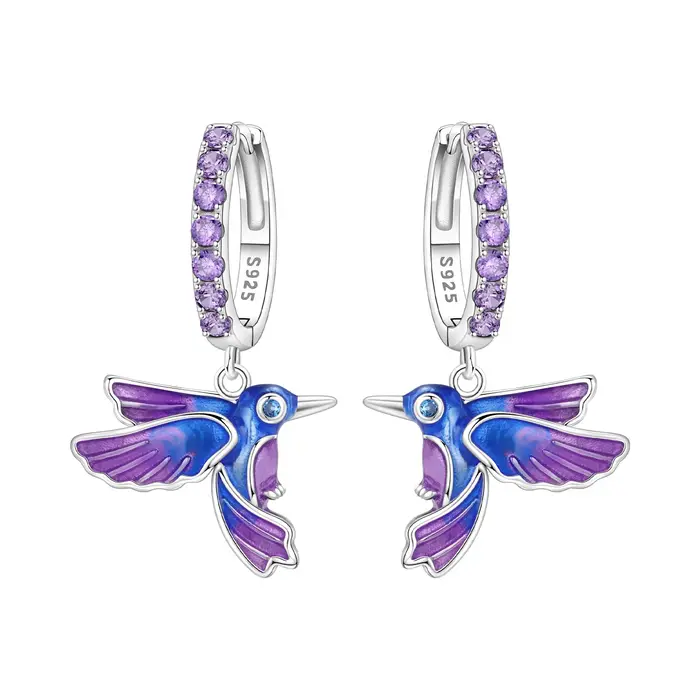 Boucles d'Oreilles en Argent Sterling S925 Motifs Oiseaux Colibris Perroquets Bijoux Originaux Mode Fête Anniversaire Pour Femmes Occasions Spéciales