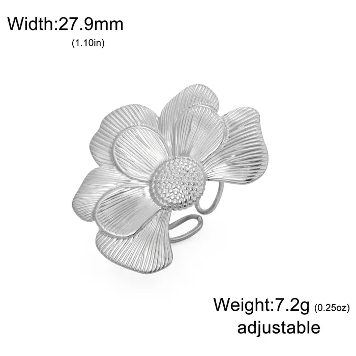 COOLTIME mode fleur bague pour femmes en acier inoxydable couleur or gardénia camélia fleur anneau o