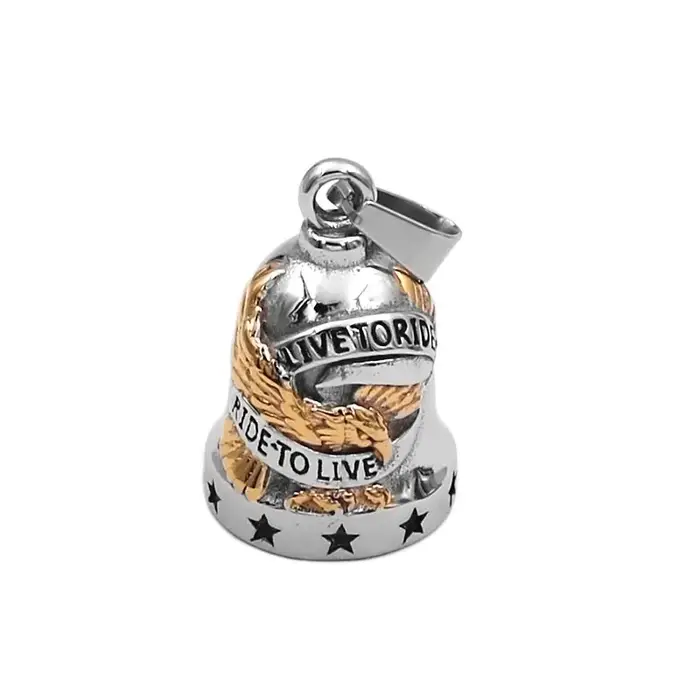 Pendentif Cloche Motard Aigle Live To Ride Acier Inoxydable Pour Hommes Occasions Spéciales Caractéristiques Uniques