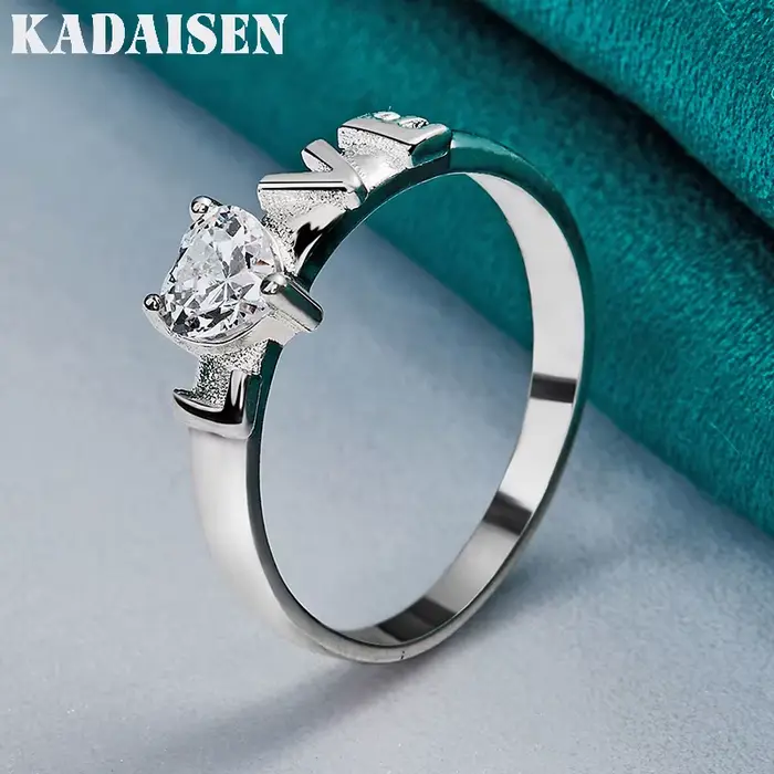 Argent sterling 925 LOVE AAAAA Zircon 7-10 # Bague pour femmes