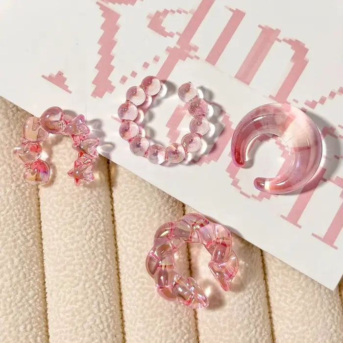 Boucles d'oreilles en os géométriques transparentes et colorées sans trou d'oreille pour femmes élégantes occassions spéciales