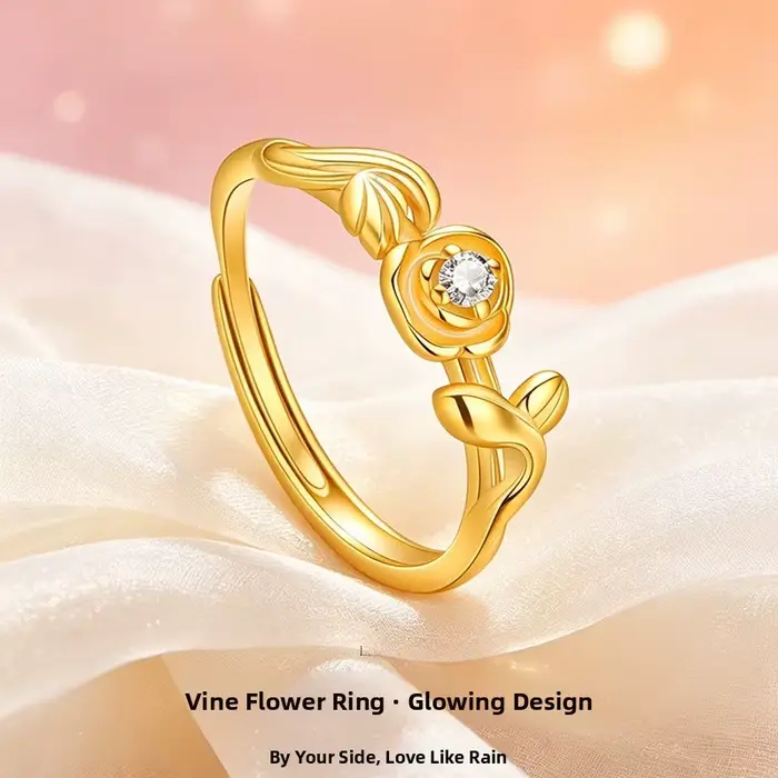 Bague Florale Dorée Élégante pour Femme, Design Vintage, Bague Tendance de Luxe, Style Unique, Matér