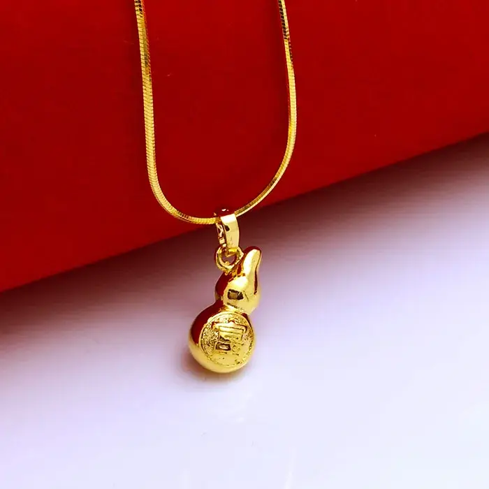 Collier pendentif gourde plaqué or 24 carats pour femme, cadeau de bijoux
