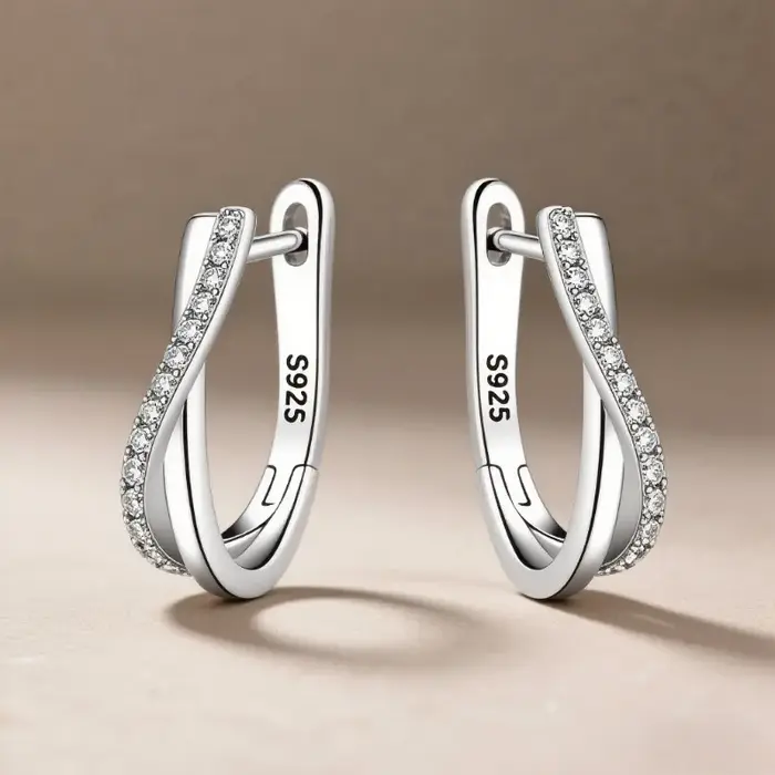 Boucles d'oreilles en argent Sterling 925 et cristal de zircone pour femmes