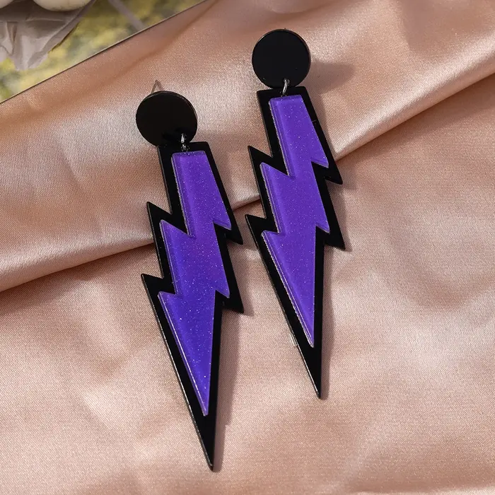 Aihua 22 couleurs coloré foudre pendentif boucles d'oreilles pour les femmes à la mode cerceau tonnerre