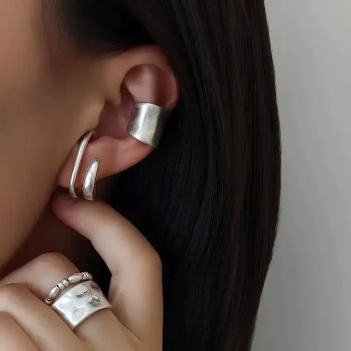 Boucles d'oreilles rétro en or rose style manchette classique sans perçage pour femmes occasions spéciales et quotidienne